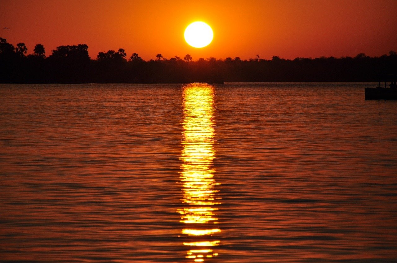 sunset, sun, nature, water, dusk, flow, zambezi, romance, zambezi, zambezi, zambezi, zambezi, zambezi